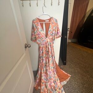 Showpo Hawaiian Floral Orange Maxi Dress